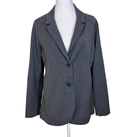 Eddie Bauer Travex Blazer Women’s Size 6 Gray 2-Button Stretch Travel Jacket EUC - Picture 1 of 8